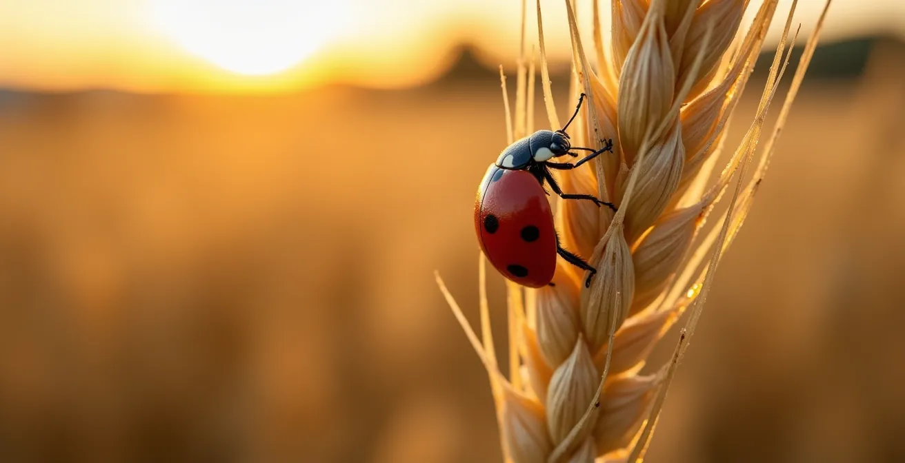 Ecosistema agrícola mostrando la fauna auxiliar en acción