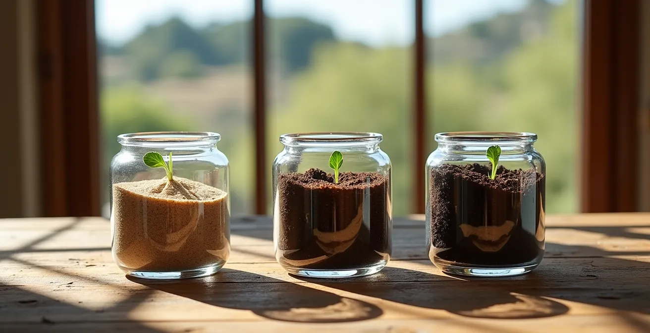 Comparación visual de suelos con diferente contenido de materia orgánica