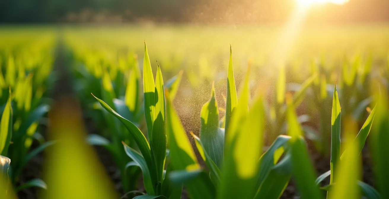 Sistema de pulverización selectiva detectando malas hierbas entre líneas de cultivo de maíz