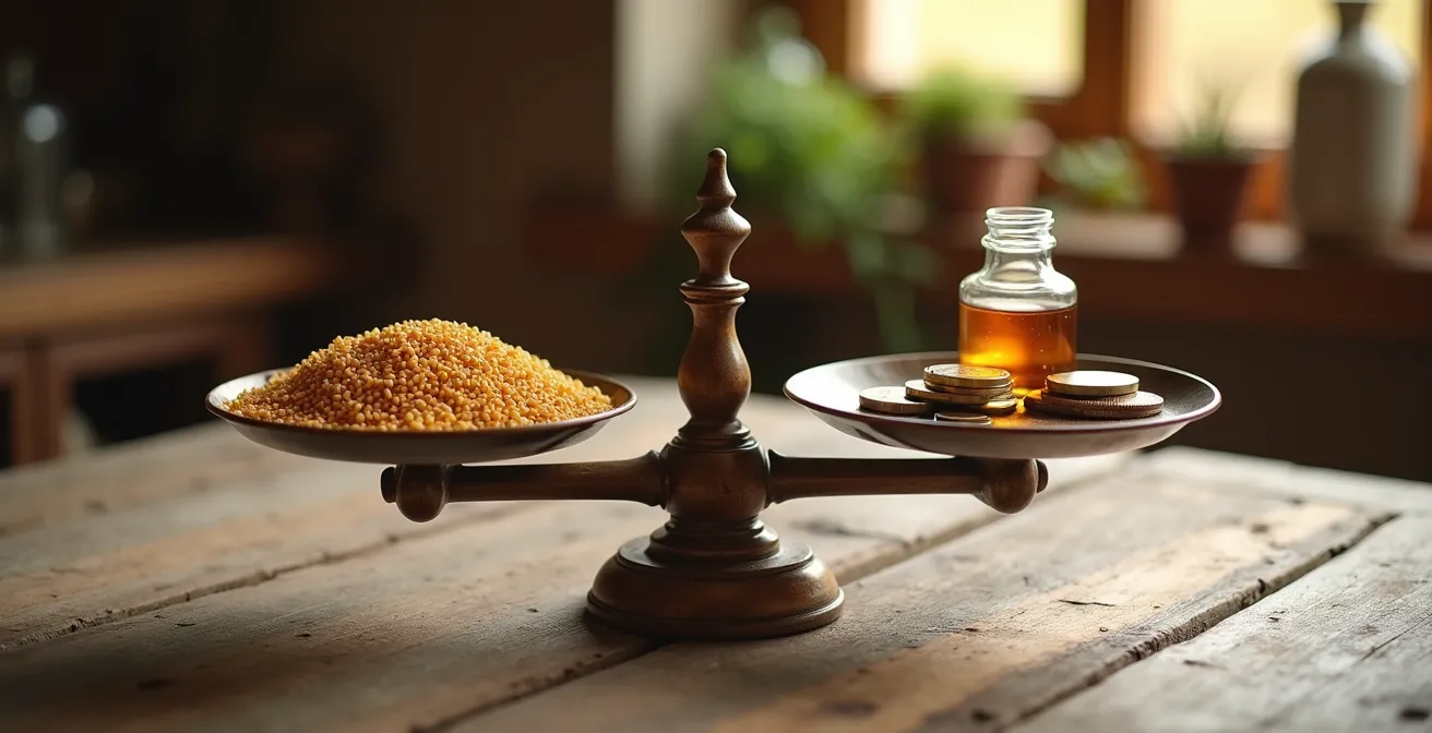 Infografía visual del cálculo del umbral económico de tratamiento en cereales